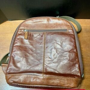 Elegant Chestnut Leather Backpack for Men